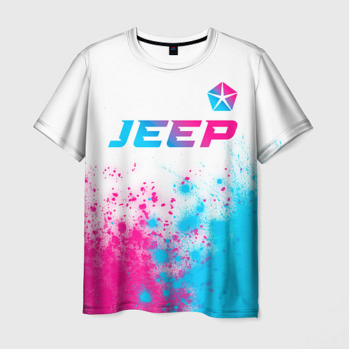 Мужская футболка Jeep neon gradient style: символ сверху / 3D-принт – фото 1