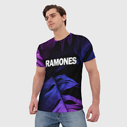 Футболка мужская Ramones neon monstera, цвет: 3D-принт — фото 2