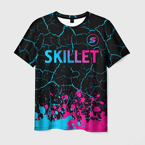 Мужская футболка Skillet - neon gradient: символ сверху / 3D-принт – фото 1