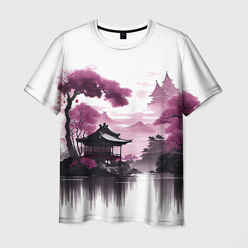 Мужская футболка Японские мотивы - фиолетовый / 3D-принт – фото 1