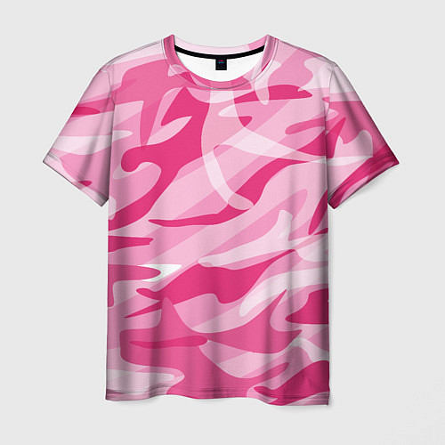 Мужская футболка Камуфляж в розовом / 3D-принт – фото 1