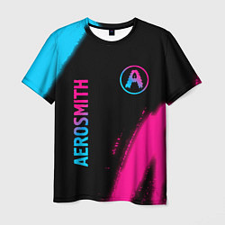 Футболка мужская Aerosmith - neon gradient: надпись, символ, цвет: 3D-принт