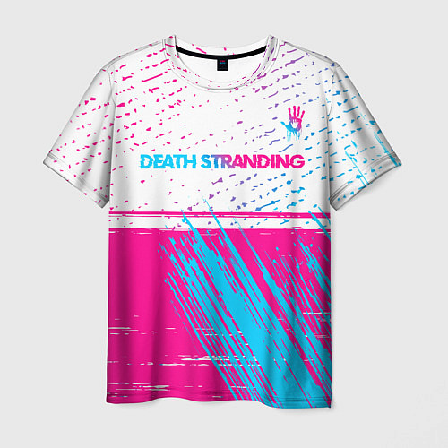 Мужская футболка Death Stranding neon gradient style: символ сверху / 3D-принт – фото 1