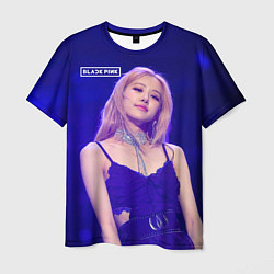 Футболка мужская Rose Blackpink blue background, цвет: 3D-принт