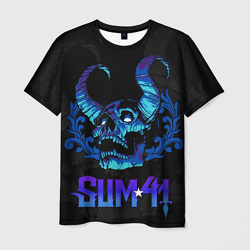 Мужская футболка Sum41 horns skull / 3D-принт – фото 1