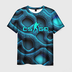 Футболка мужская CS GO blue neon logo, цвет: 3D-принт