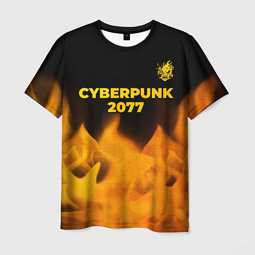 Мужская футболка Cyberpunk 2077 - gold gradient: символ сверху / 3D-принт – фото 1