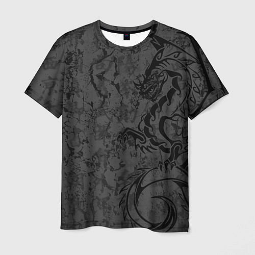 Мужская футболка Black dragon - grunge / 3D-принт – фото 1