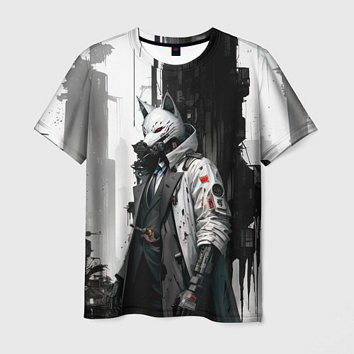 Мужская футболка Охотник в маске кицунэ / 3D-принт – фото 1