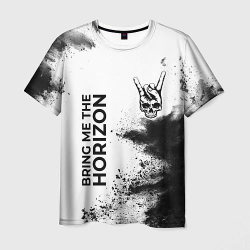 Мужская футболка Bring Me the Horizon и рок символ на светлом фоне / 3D-принт – фото 1