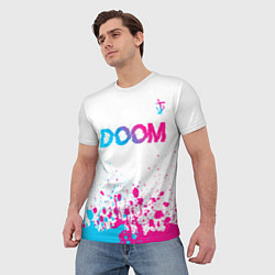 Футболка мужская Doom neon gradient style: символ сверху, цвет: 3D-принт — фото 2
