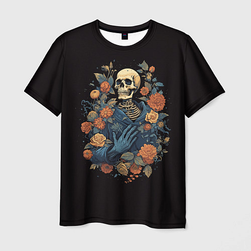 Мужская футболка Винтажный скелет в цветах / 3D-принт – фото 1