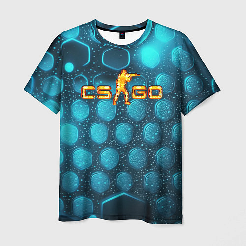 Мужская футболка CS GO blue neon / 3D-принт – фото 1
