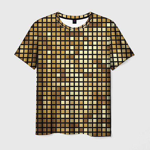 Мужская футболка Золотая мозаика, поверхность диско шара / 3D-принт – фото 1