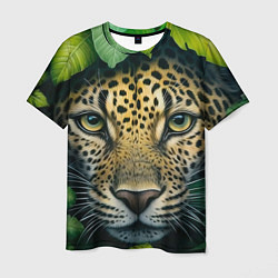 Футболка мужская Леопард в листьях, цвет: 3D-принт