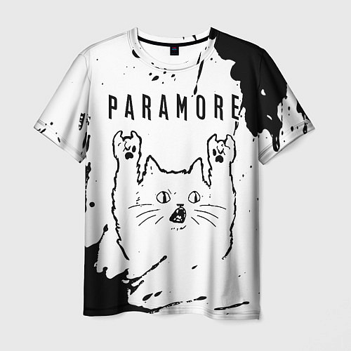 Мужская футболка Paramore рок кот на светлом фоне / 3D-принт – фото 1