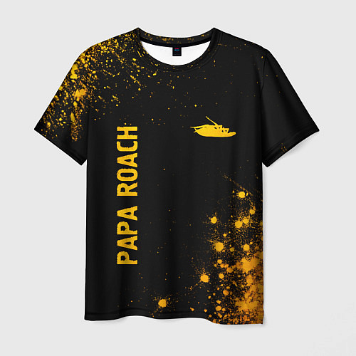 Мужская футболка Papa Roach - gold gradient: надпись, символ / 3D-принт – фото 1