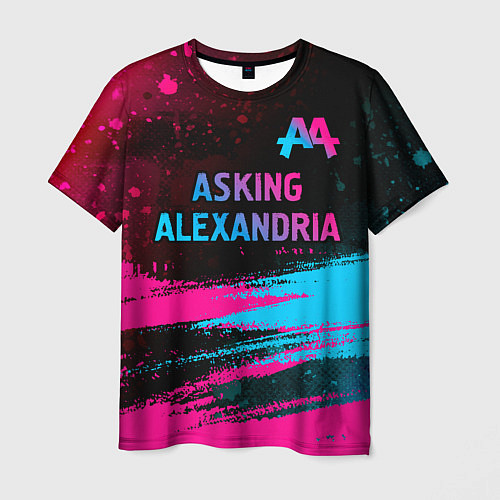 Мужская футболка Asking Alexandria - neon gradient: символ сверху / 3D-принт – фото 1