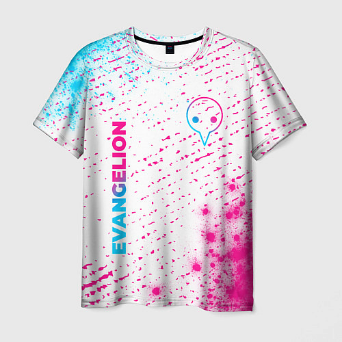 Мужская футболка Evangelion neon gradient style: надпись, символ / 3D-принт – фото 1