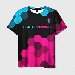 Футболка мужская Death Stranding - neon gradient: символ сверху, цвет: 3D-принт