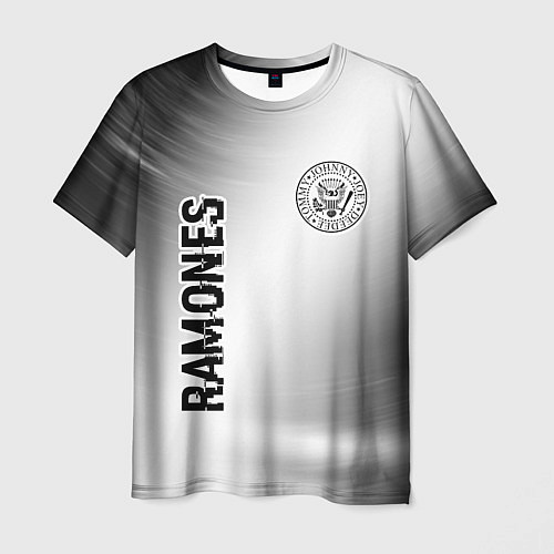 Мужская футболка Ramones glitch на светлом фоне: надпись, символ / 3D-принт – фото 1