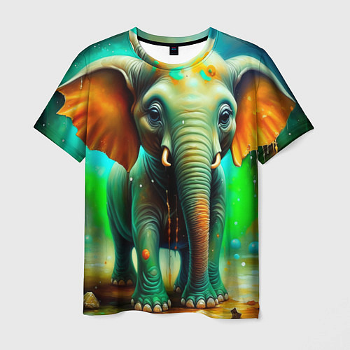 Мужская футболка Слоненок симпатичный / 3D-принт – фото 1