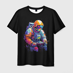 Футболка мужская Читающий космонавт, цвет: 3D-принт