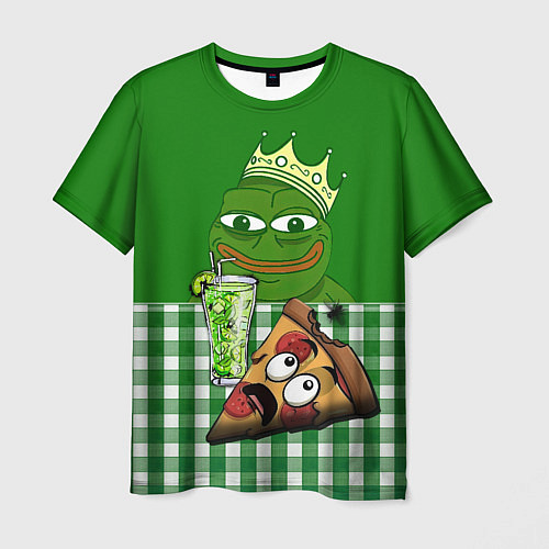 Мужская футболка Pepe King with pizza / 3D-принт – фото 1