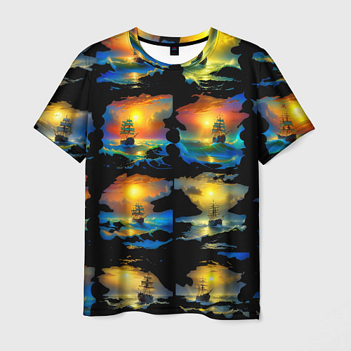 Мужская футболка Вечерние кораблики / 3D-принт – фото 1