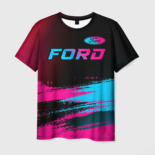 Мужская футболка Ford - neon gradient: символ сверху / 3D-принт – фото 1