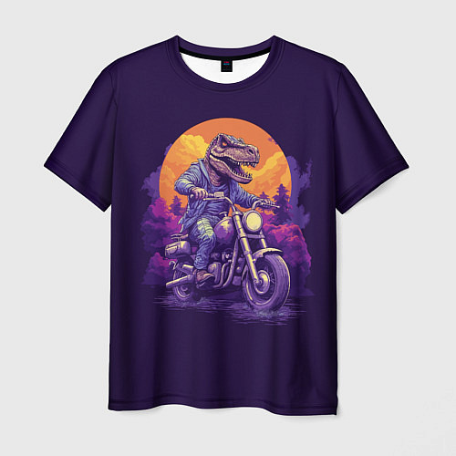 Мужская футболка Динозавр на мотоцикле / 3D-принт – фото 1