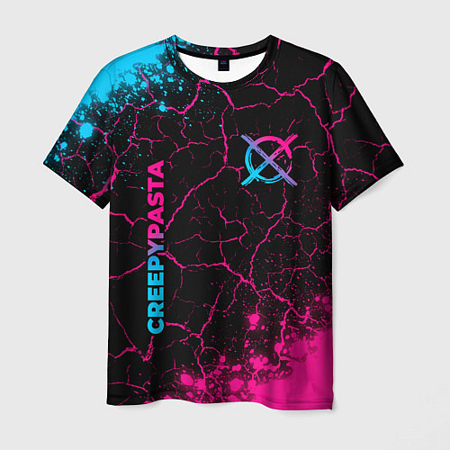 Мужская футболка CreepyPasta - neon gradient: надпись, символ / 3D-принт – фото 1
