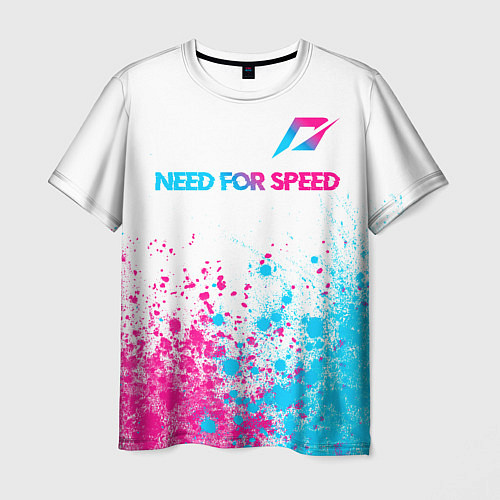 Мужская футболка Need for Speed neon gradient style: символ сверху / 3D-принт – фото 1