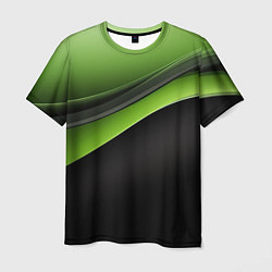 Мужская футболка Black green abstract