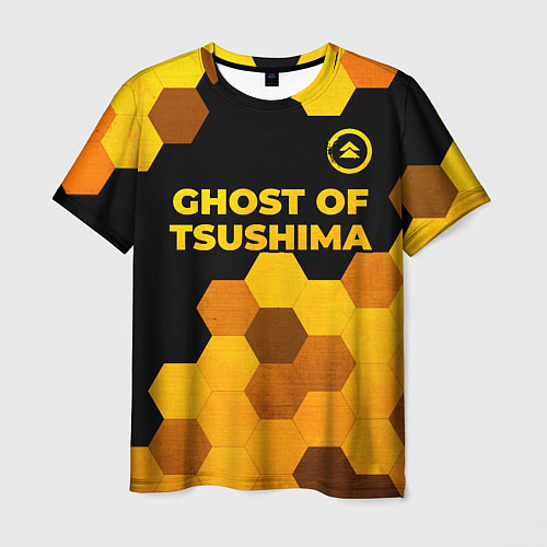 Мужская футболка Ghost of Tsushima - gold gradient: символ сверху / 3D-принт – фото 1