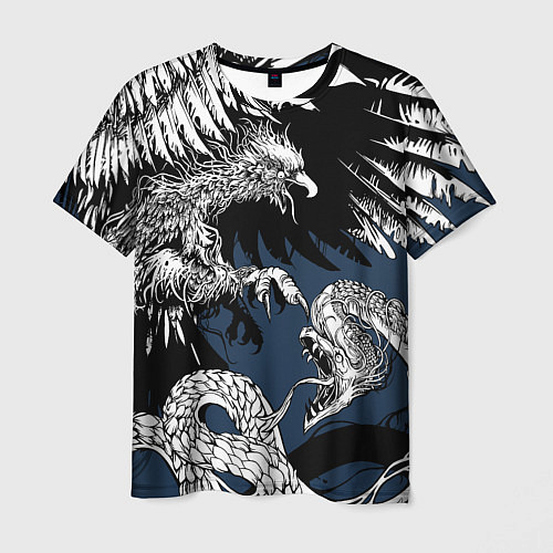 Мужская футболка Орёл против змеи / 3D-принт – фото 1