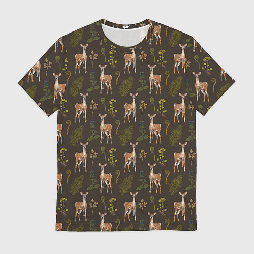 Мужская футболка Олени и растения / 3D-принт – фото 1