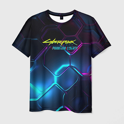 Мужская футболка Neon cyberpunk logo / 3D-принт – фото 1