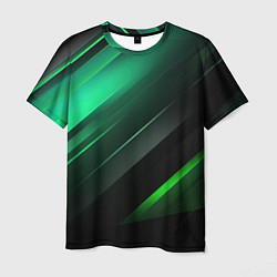 Футболка мужская Black green abstract, цвет: 3D-принт