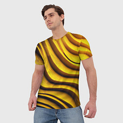 Футболка мужская Желтые абстрактные полосы, цвет: 3D-принт — фото 2
