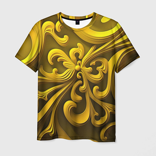 Мужская футболка Желтый объемный узор / 3D-принт – фото 1