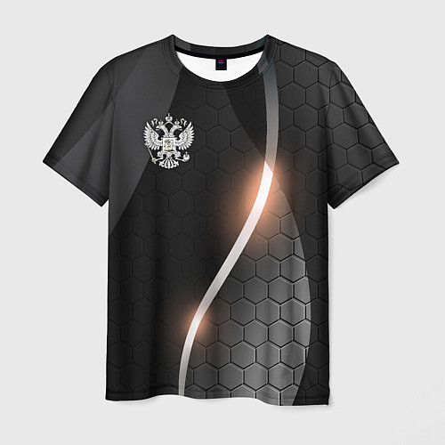 Мужская футболка Герб России на темном фоне / 3D-принт – фото 1