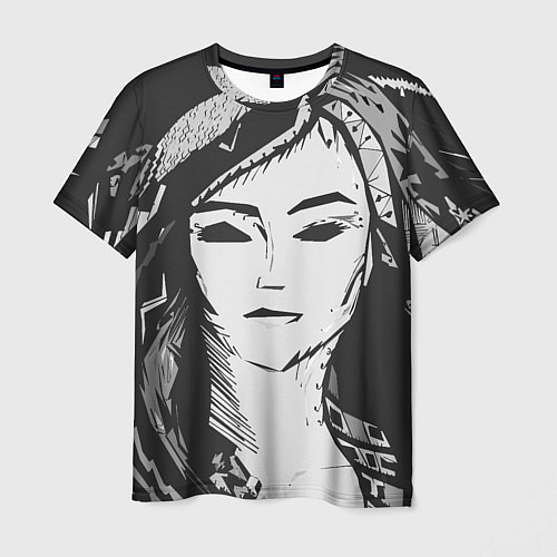 Мужская футболка Девушка стилизация тёмно-серый / 3D-принт – фото 1