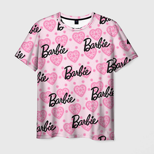 Мужская футболка Логотип Барби и розовое кружево / 3D-принт – фото 1