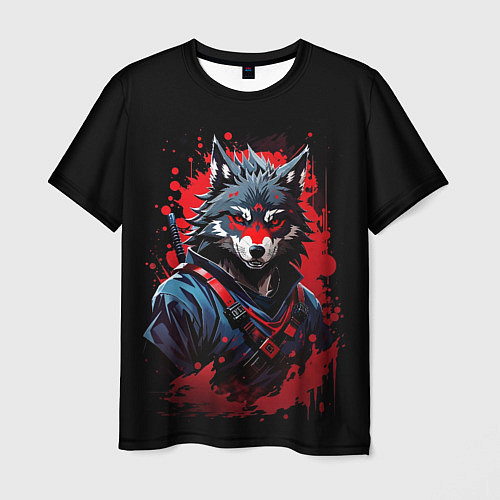 Мужская футболка Волк-самурай / 3D-принт – фото 1
