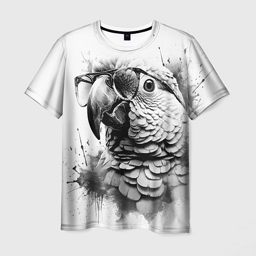Мужская футболка Попугай ара в старинных очках / 3D-принт – фото 1