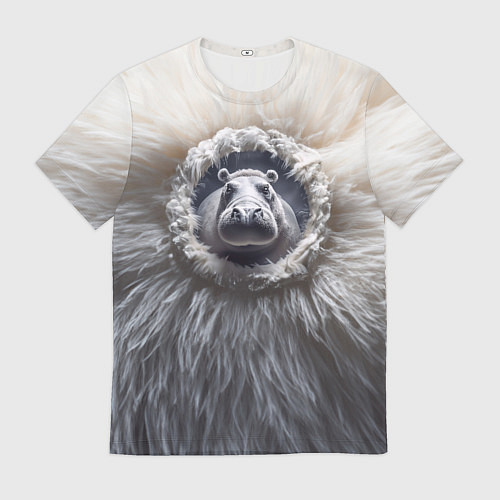 Мужская футболка Брутальный бегемот / 3D-принт – фото 1