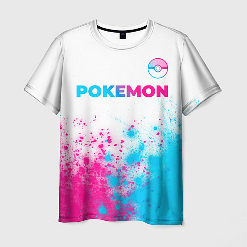 Мужская футболка Pokemon neon gradient style: символ сверху / 3D-принт – фото 1