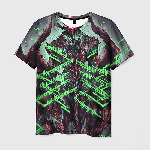 Мужская футболка Зелёный элементаль киберпанк / 3D-принт – фото 1