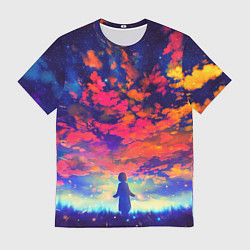 Мужская футболка Anime girl sky